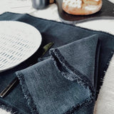 RAW edge placemats antique white heavy linen - MOO Linen Shop