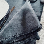 RAW edge placemats antique white heavy linen - MOO Linen Shop