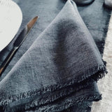 RAW edge placemats antique white heavy linen - MOO Linen Shop