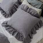 RAW EDGE ruffle pillowcase SET white - MOO Linen Shop
