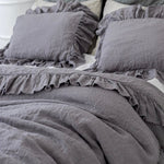 RAW EDGE ruffle pillowcase SET white - MOO Linen Shop