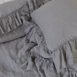 RAW EDGE ruffle pillowcase SET white - MOO Linen Shop