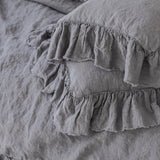RAW EDGE ruffle pillowcase SET white - MOO Linen Shop