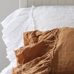 RAW edge ruffle pillowcase SET white - MOO Linen Shop