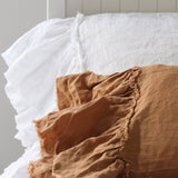 RAW edge ruffle pillowcase SET white - MOO Linen Shop