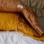 RAW edge ruffle pillowcase SET white - MOO Linen Shop