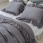 RAW EDGE washed linen duvet cover set grey - MOO Linen Shop