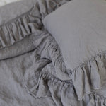 RAW EDGE washed linen duvet cover set grey - MOO Linen Shop