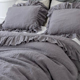 RAW EDGE washed linen duvet cover set grey - MOO Linen Shop