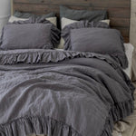 RAW EDGE washed linen duvet cover set grey - MOO Linen Shop