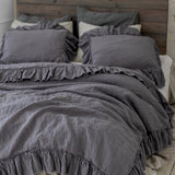 RAW EDGE washed linen duvet cover set grey - MOO Linen Shop
