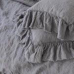 RAW EDGE washed linen duvet cover set grey - MOO Linen Shop
