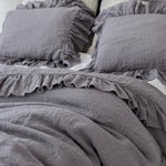RAW EDGE washed linen duvet cover set grey - MOO Linen Shop