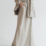 RAW linen maxi skirt antique white heavy linen - MOO Linen Shop