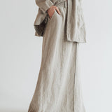RAW linen maxi skirt antique white heavy linen - MOO Linen Shop