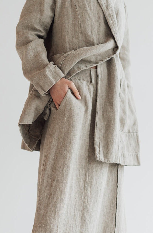 RAW linen maxi skirt antique white heavy linen - MOO Linen Shop
