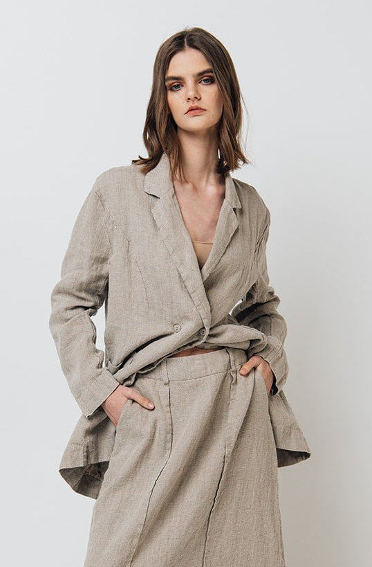 RAW linen maxi skirt antique white heavy linen - MOO Linen Shop