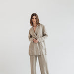 RAW straight cut linen trousers antique white heavy linen - MOO Linen Shop