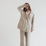 RAW straight cut linen trousers antique white heavy linen - MOO Linen Shop