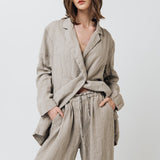 RAW straight cut linen trousers antique white heavy linen - MOO Linen Shop