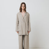 RAW straight cut linen trousers antique white heavy linen - MOO Linen Shop