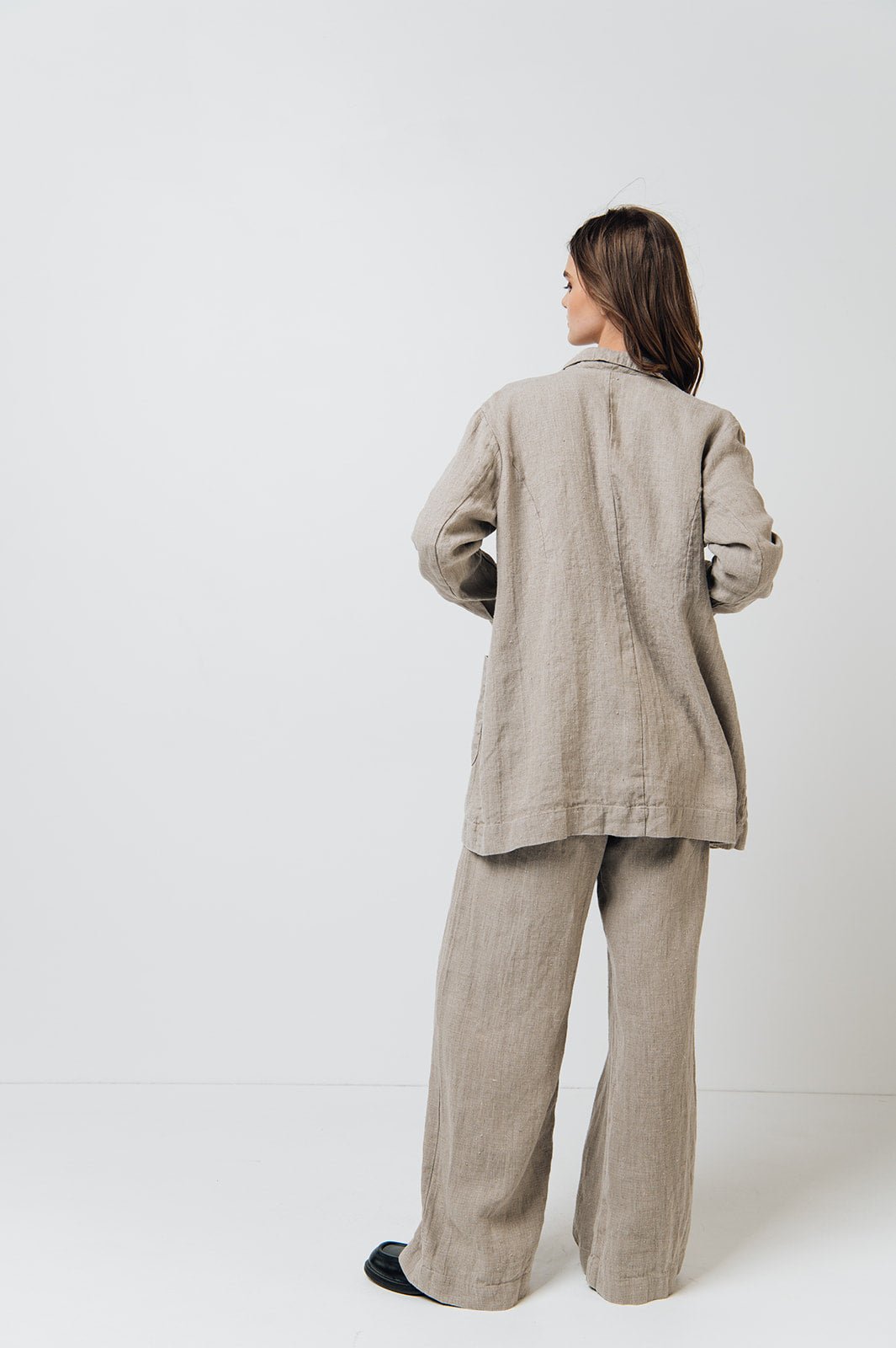 RAW straight cut linen trousers antique white heavy linen - MOO Linen Shop