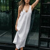 ROM bias cut dress cream - MOO Linen Shop