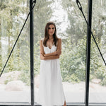 ROM bias cut dress cream - MOO Linen Shop