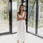 ROM bias cut dress cream - MOO Linen Shop