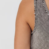 ROM bias cut dress cream - MOO Linen Shop