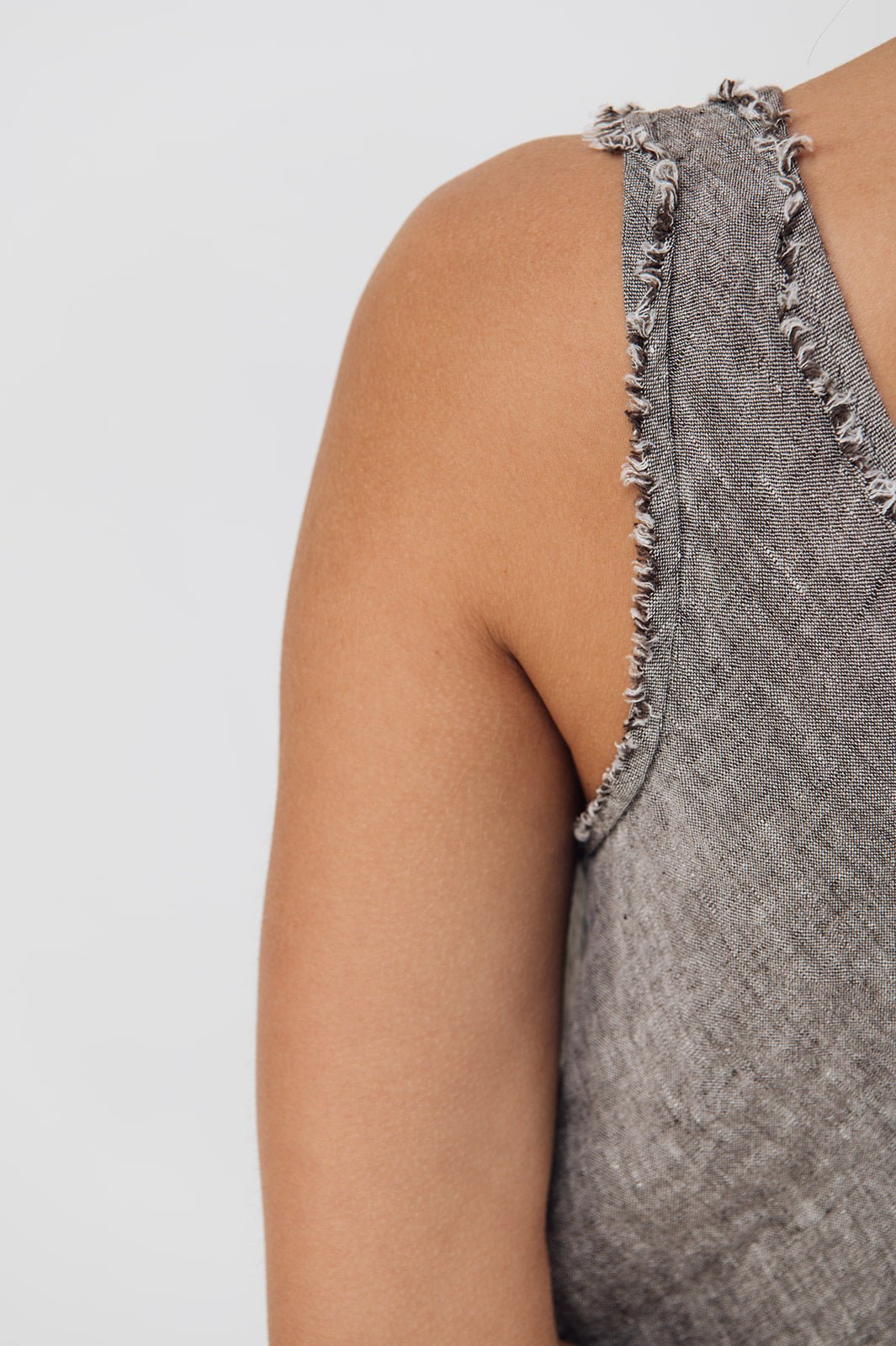 ROM bias cut dress cream - MOO Linen Shop