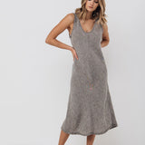 ROM bias cut dress cream - MOO Linen Shop