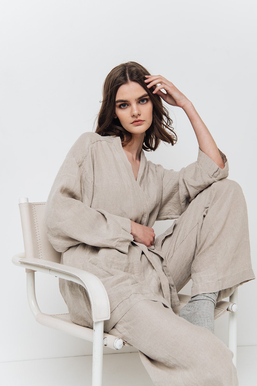 ROSE pants and shirt set natural - MOO Linen Shop