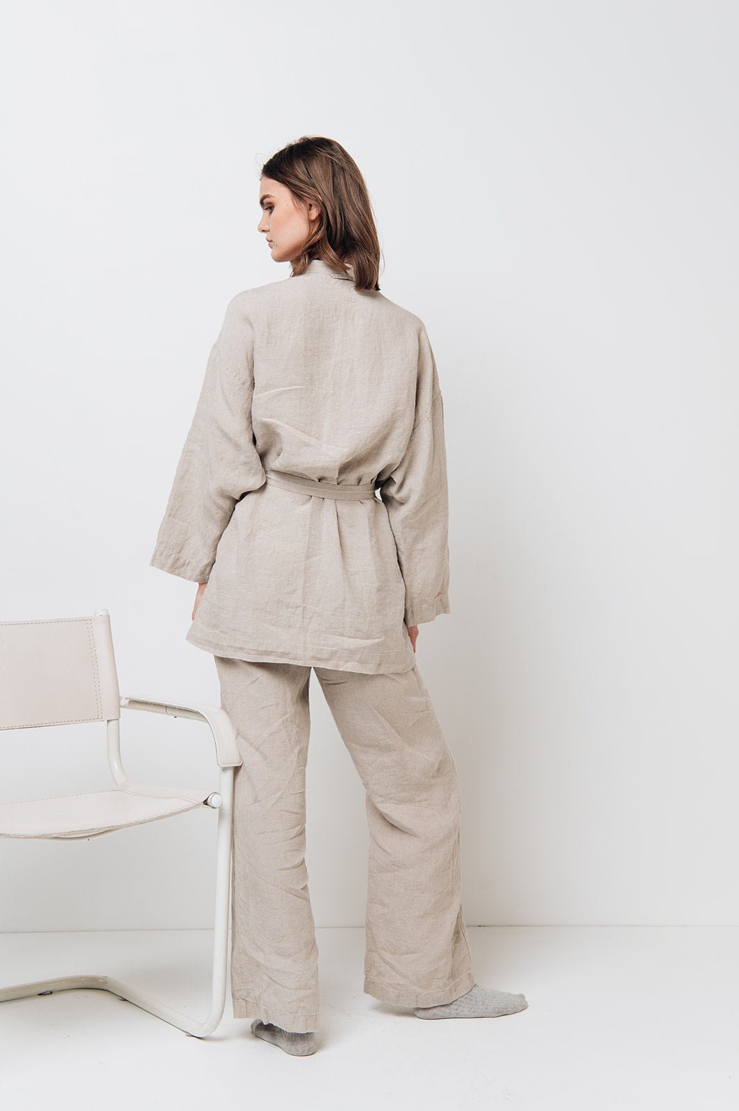 ROSE pants and shirt set natural - MOO Linen Shop