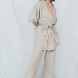 ROSE pants and shirt set natural - MOO Linen Shop