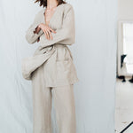 ROSE pants and shirt set natural - MOO Linen Shop
