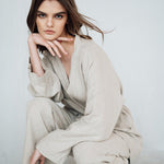 ROSE pants and shirt set natural - MOO Linen Shop