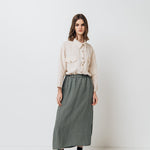 RUBY midi skirt moss green - MOO Linen Shop