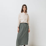 RUBY midi skirt moss green - MOO Linen Shop