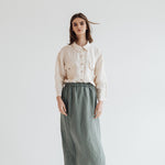 RUBY midi skirt moss green - MOO Linen Shop