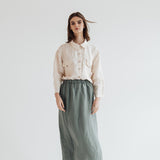 RUBY midi skirt moss green - MOO Linen Shop