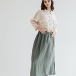 RUBY midi skirt moss green - MOO Linen Shop