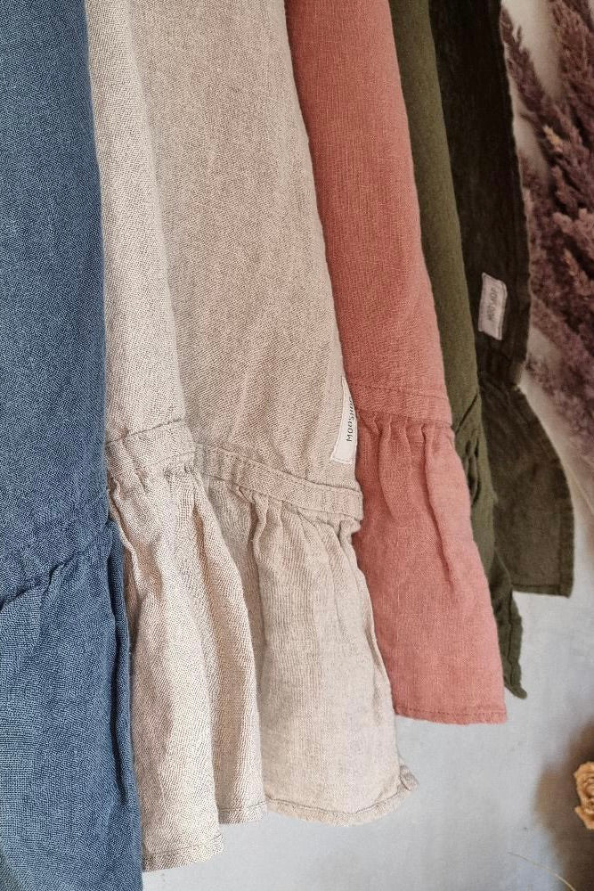 Ruffle linen TOWEL natural - MOO Linen Shop
