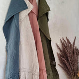 Ruffle linen TOWEL natural - MOO Linen Shop