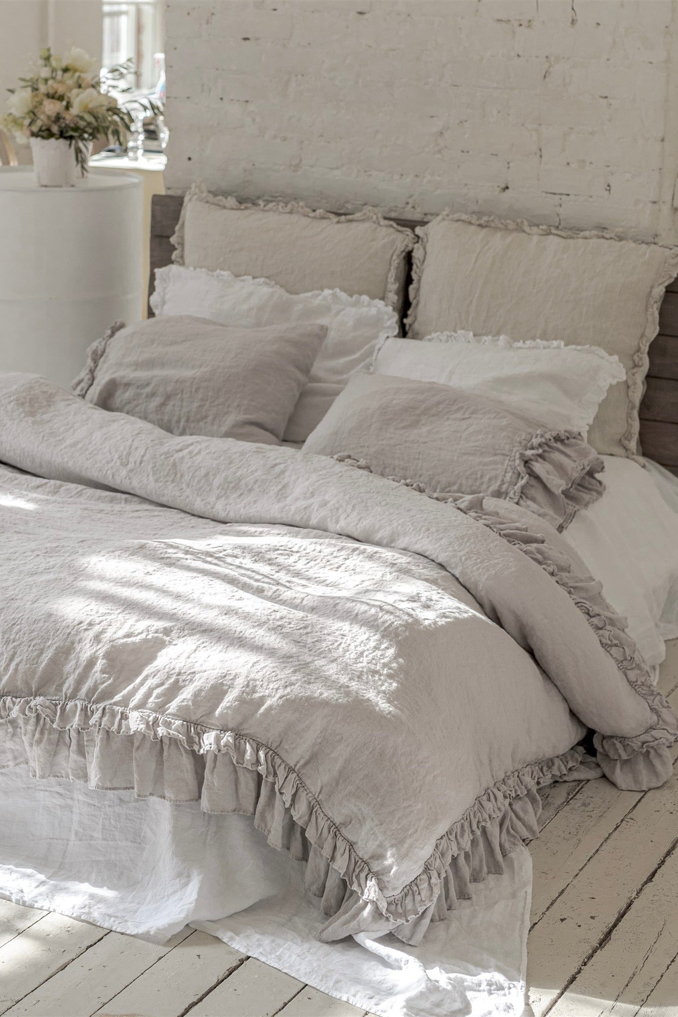 RUSIC STYLE duvet cover set white - MOO Linen Shop