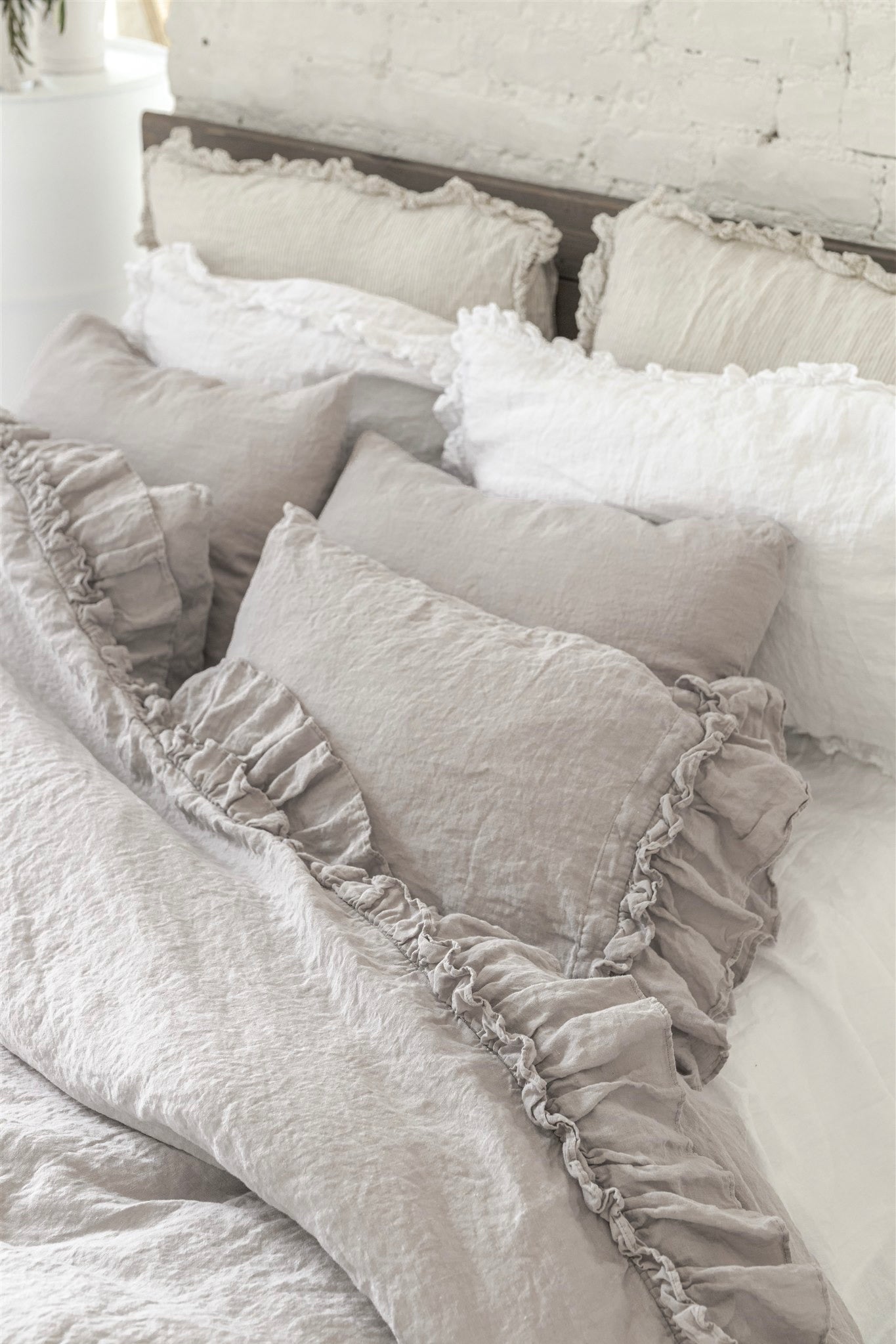 RUSIC STYLE duvet cover set white - MOO Linen Shop