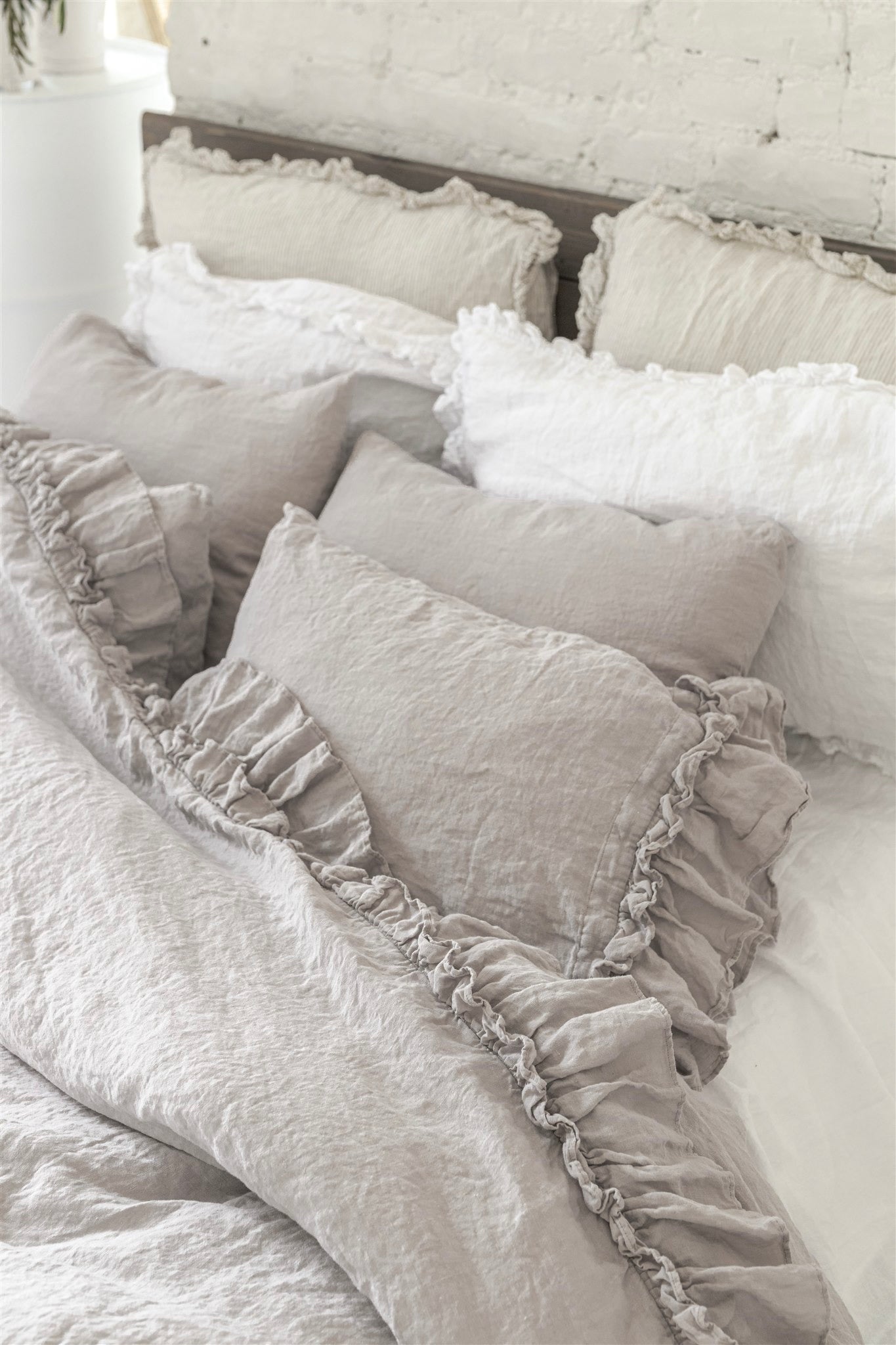 RUSIC STYLE duvet cover set white - MOO Linen Shop