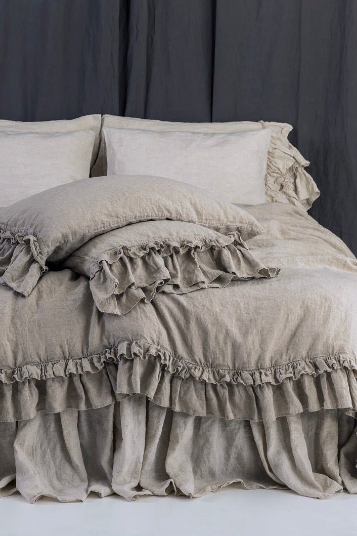 RUSTIC style duvet cover set charcoal - MOO Linen Shop