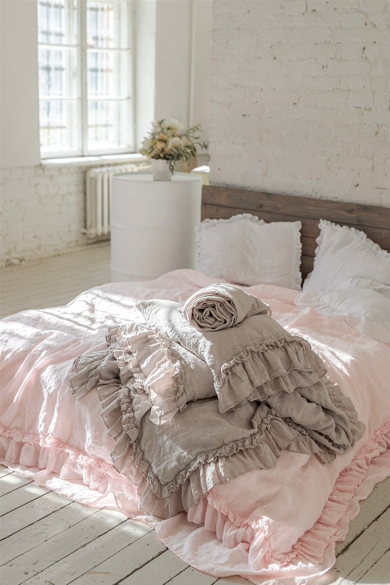 RUSTIC STYLE sheet set white - MOO Linen Shop