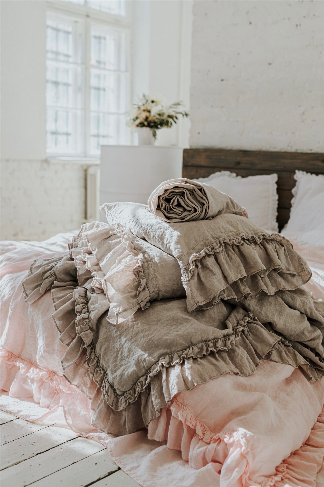 RUSTIC STYLE sheet set white - MOO Linen Shop